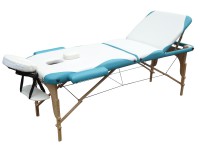 Drevené masážne lehátko TANDEM 3D DUO - bielo-tyrkysové (196x70cm, nosnosť: 270kg) BAZAR#88